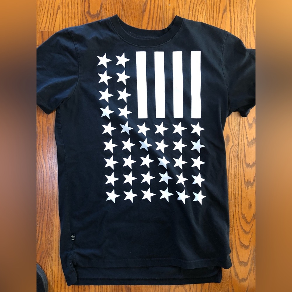 MAXI MILIAN Black & White American Flag T Shirt  Size XL